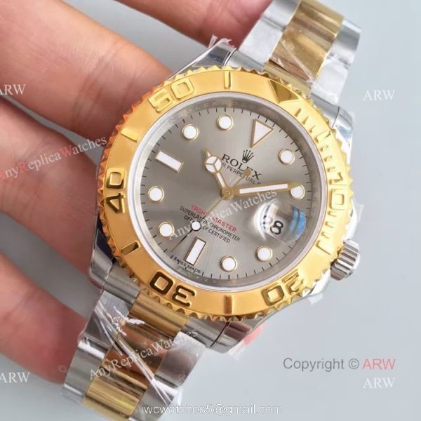 Swiss Copy Rolex Yacht-master 2836 Watch 2-Tone Gray Face Swiss Copy Rolex Yacht-master 2836 Watch 2-Tone Gray Face