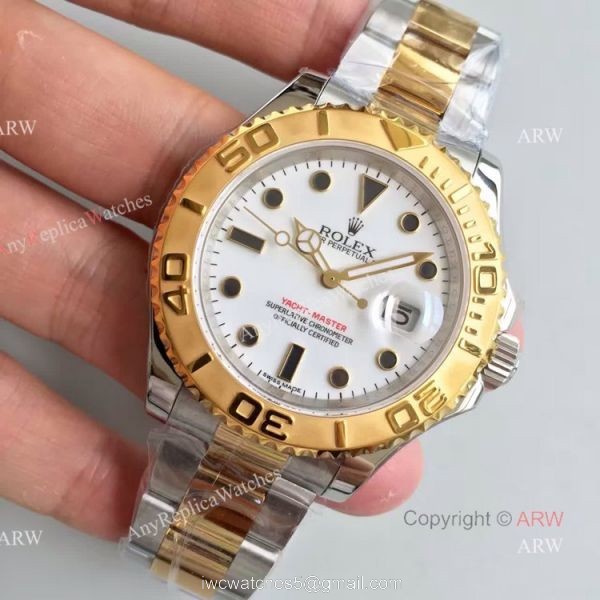 Swiss Copy Rolex Yacht-master 2836 Watch 2-Tone White Face Swiss Copy Rolex Yacht-master 2836 Watch 2-Tone White Face