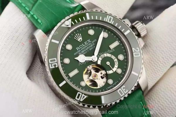 Replica Swiss Rolex Submariner Tourbillon Green Leather Watch 2016 New Replica Swiss Rolex Submariner Tourbillon Green Leather Watch 2016 New