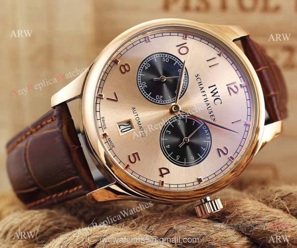 IWC Portuguese Black Face Rose Gold Watch 7 Days Power Reserve IWC Portuguese Black Face Rose Gold Watch 7 Days Power Reserve