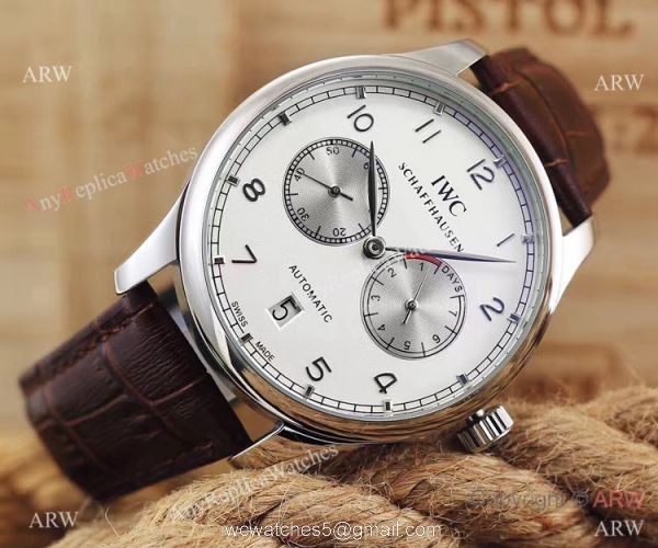 IWC Portuguese 7 Days Men Copy Watch Brown Leather SS Case IWC Portuguese 7 Days Men Copy Watch Brown Leather SS Case