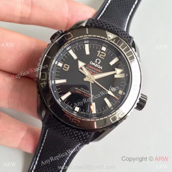 Swiss Replica Omega Seamaster Planet Ocean Deep Black GMT Ceramic Watch Swiss Replica Omega Seamaster Planet Ocean Deep Black GMT Ceramic Watch