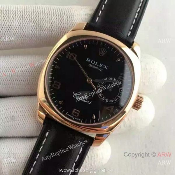 Swiss Replica Rolex Cellini Danaos Watch Rose Gold Black Face Automatic Movement Swiss Replica Rolex Cellini Danaos Watch Rose Gold Black Face Automatic Movement