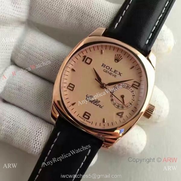 Swiss Replica Rolex Cellini Danaos Replica Watch Rose Gold Black Leather Strap Swiss Replica Rolex Cellini Danaos Replica Watch Rose Gold Black Leather Strap