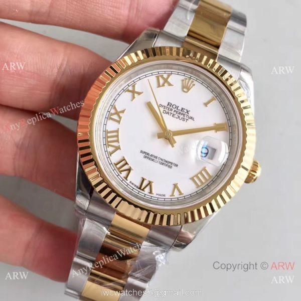 Replica Rolex Datejust II Watch 2-Tone White Roman Face 41mm Replica Rolex Datejust II Watch 2-Tone White Roman Face 41mm