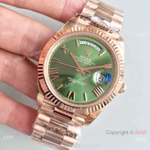 Replica Rolex 228239 Day-Date II 40mm Watch Olive Green Dial Rose Gold Replica Rolex 228239 Day-Date II 40mm Watch Olive Green Dial Rose Gold