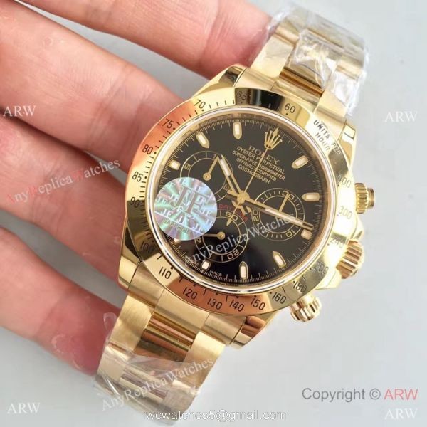 JF Replica Rolex Valjoux 7750 Chronograph Daytona Yellow Gold Black Watch JF Replica Rolex Valjoux 7750 Chronograph Daytona Yellow Gold Black Watch