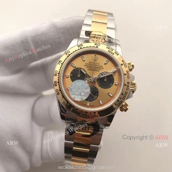 JF Swiss Grade 7750 Rolex Daytona 2-Tone Watch Gold Face Black Subdials JF Swiss Grade 7750 Rolex Daytona 2-Tone Watch Gold Face Black Subdials