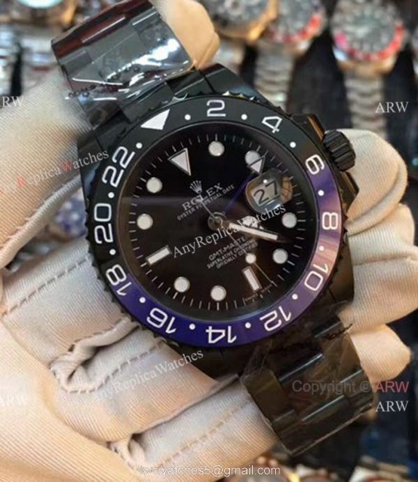 All Black Rolex Replica GMT-MASTER II Watch / Red Black Ceramic Bezel All Black Rolex Replica GMT-MASTER II Watch / Red Black Ceramic Bezel