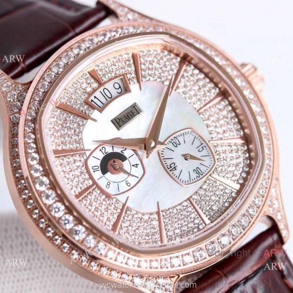 Swiss Copy Piaget Emperador Coussin Dual Time Zone Watch Rose Gold Diamond Swiss Copy Piaget Emperador Coussin Dual Time Zone Watch Rose Gold Diamond