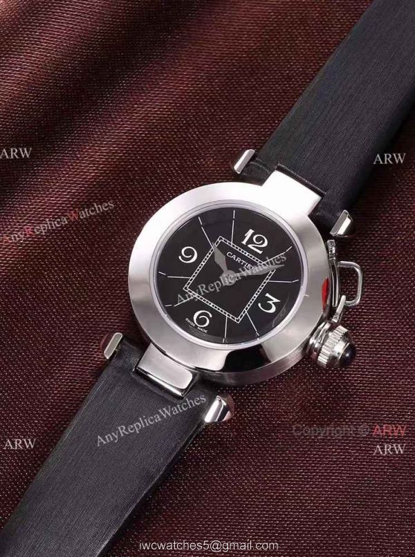 Best AAA Cartier Pasha Copy Watch SS Blue Dial Blue Leather 28mm Best AAA Cartier Pasha Copy Watch SS Blue Dial Blue Leather 28mm