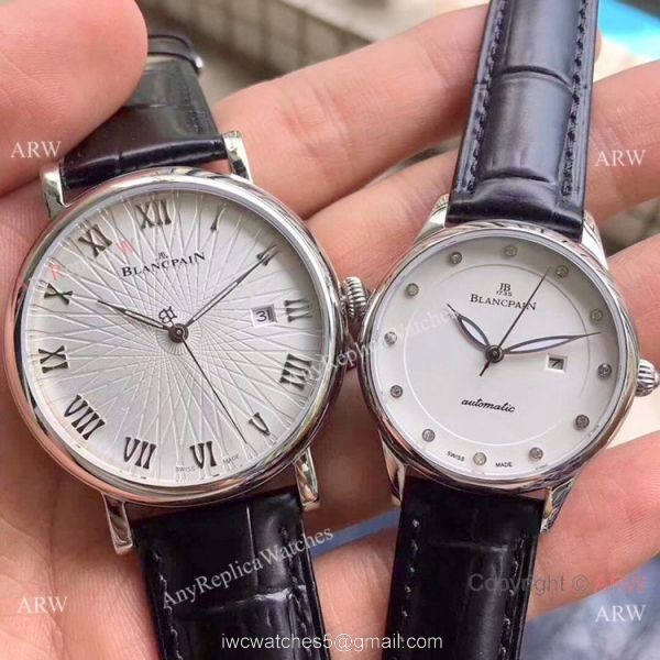Copy Blancpain Lovers Watch Rose Gold Brown Leather Strap Copy Blancpain Lovers Watch Rose Gold Brown Leather Strap