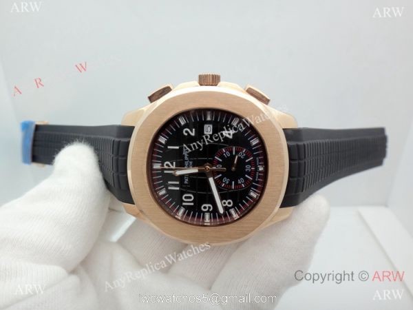 Copy Patek Philippe Aquanaut Chronograph watch Rose Gold Black Dial Copy Patek Philippe Aquanaut Chronograph watch Rose Gold Black Dial