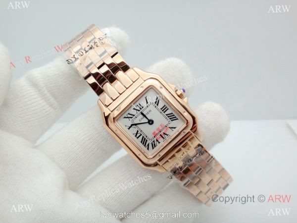Panthere De Cartier Silver Dial Rose Gold watch 27mm Medium size Panthere De Cartier Silver Dial Rose Gold watch 27mm Medium size