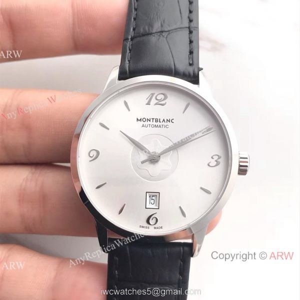 Montblanc Meisterstuck Watch Stainless Steel White Face Black Leather Strap Montblanc Meisterstuck Watch Stainless Steel White Face Black Leather Strap