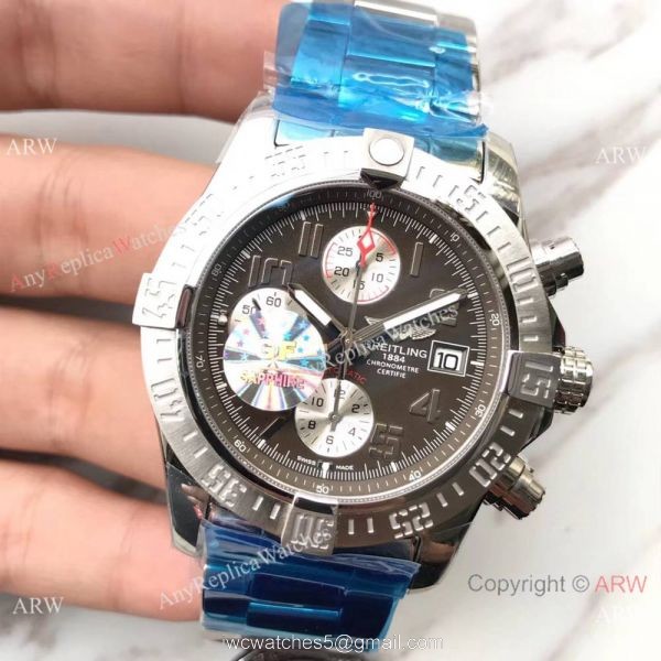 (GF)Swiss Copy Breitling Super Avenger II 7750 Stainless Steel Gray Face Watch 43mm (GF)Swiss Copy Breitling Super Avenger II 7750 Stainless Steel Gray Face Watch 43mm