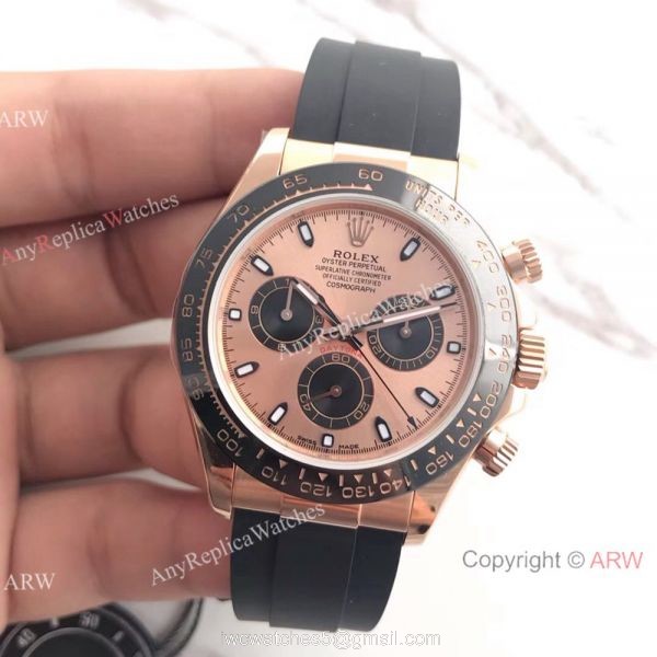 Swiss Grade Rolex Daytona Rose Gold Black Rubber Watch AR Factory Swiss Grade Rolex Daytona Rose Gold Black Rubber Watch AR Factory