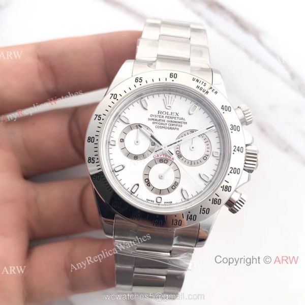Swiss replica Rolex Daytona 904L Stainless Steel White Face Watch AR Factory Daytona Swiss replica Rolex Daytona 904L Stainless Steel White Face Watch AR Factory Daytona