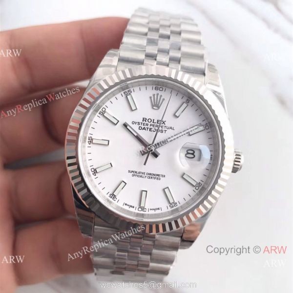 (EW) Swiss ETA3235 Rolex Datejust II SS White Face Replica Watch DJII 41mm (EW) Swiss ETA3235 Rolex Datejust II SS White Face Replica Watch DJII 41mm