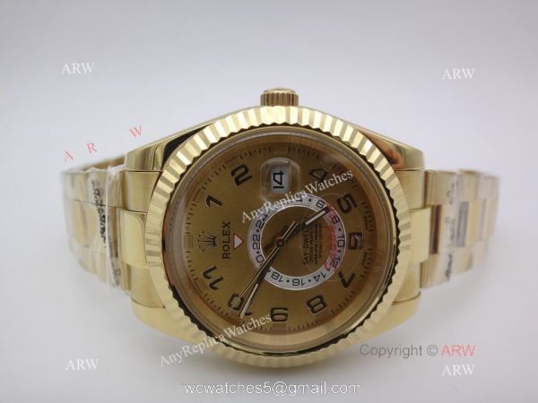Rolex Sky Dweller Replica Wristwatch Yellow Gold Arabic Markers 40mm Rolex Sky Dweller Replica Wristwatch Yellow Gold Arabic Markers 40mm