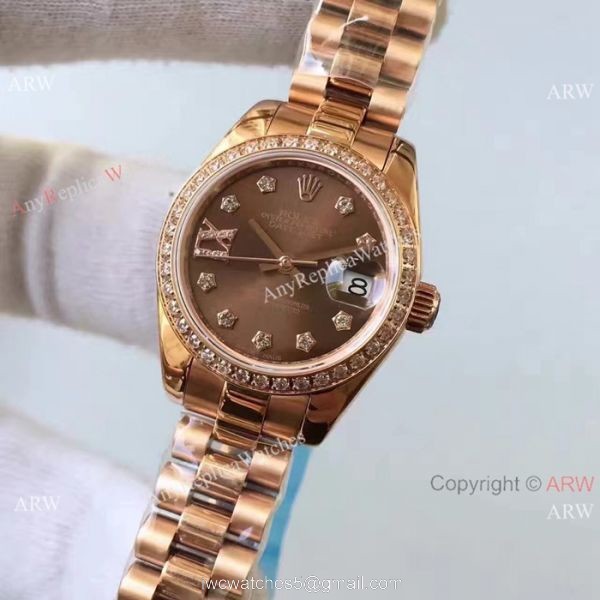 Rolex Lady Datejust 26mm Copy Watch Rose Gold Brown Dial Rolex Lady Datejust 26mm Copy Watch Rose Gold Brown Dial