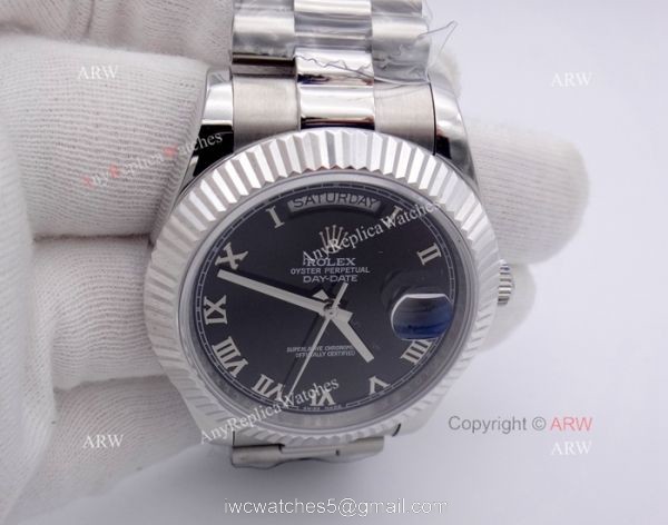 Buy AAA Quality Copy Rolex Day Date Black Roman Watch Men Size 36mm Buy AAA Quality Copy Rolex Day Date Black Roman Watch Men Size 36mm
