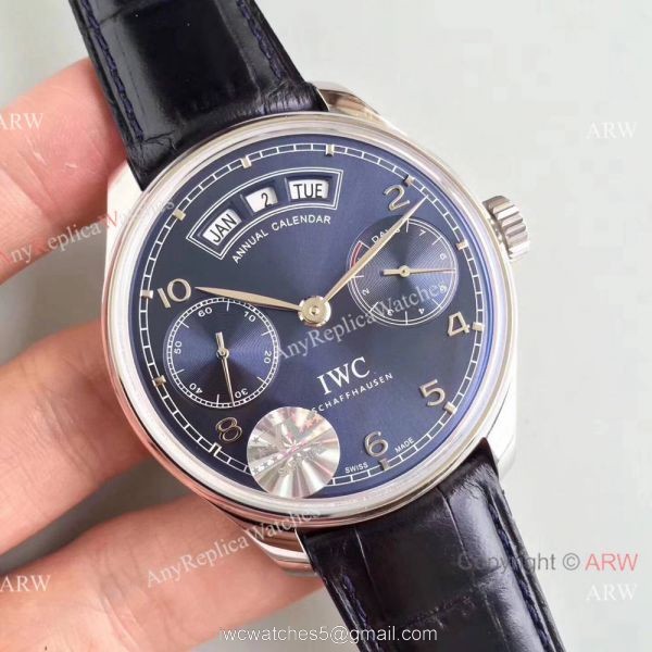 Swiss Replica IWC Portugieser Annual Calendar 7 Days Blue Face SS Watch Swiss Replica IWC Portugieser Annual Calendar 7 Days Blue Face SS Watch