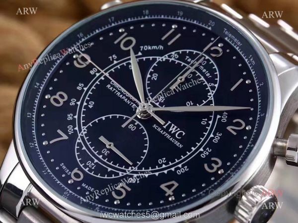 Replica IWC Portuguese Black Face Stainless Steel Black Watch 41mm IW371215 Replica IWC Portuguese Black Face Stainless Steel Black Watch 41mm IW371215