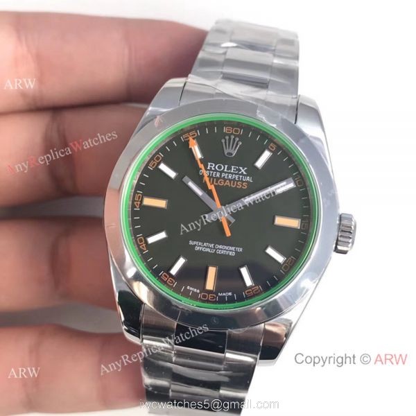 AR Factory Swiss Rolex Milgauss 904L Stainless Steel Watch Green Glass 40mm AR Factory Swiss Rolex Milgauss 904L Stainless Steel Watch Green Glass 40mm