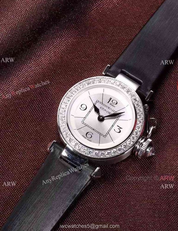 Replica Cartier Pasha SS Diamond Bezel Purple Strap Watch Ladies 28mm Replica Cartier Pasha SS Diamond Bezel Purple Strap Watch Ladies 28mm