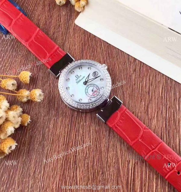 Women Omega De Ville Ladymatic Replica Watch SS Blue Diamond Women Omega De Ville Ladymatic Replica Watch SS Blue Diamond