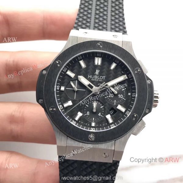 Swiss Grade Replica Hublot Big Bang 4100 Chrono watch SS Black Bezel Swiss Grade Replica Hublot Big Bang 4100 Chrono watch SS Black Bezel