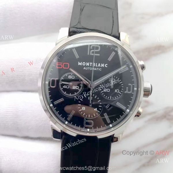 Swiss 7750 Mont Blanc Clone Timewalker Black Face Watch Red 50 on Dial Swiss 7750 Mont Blanc Clone Timewalker Black Face Watch Red 50 on Dial