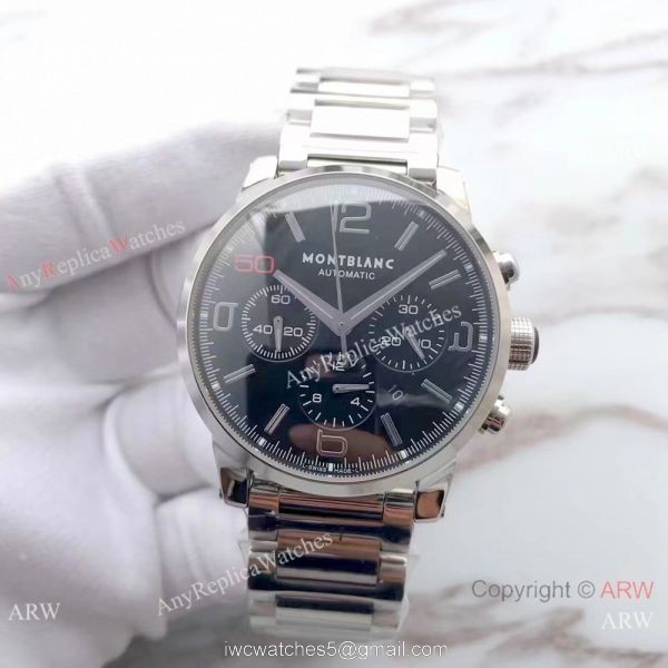 Swiss Mont blanc Knock off Timewalker Stainless Steel Black Watch Red 50 on Dial Swiss Mont blanc Knock off Timewalker Stainless Steel Black Watch Red 50 on Dial