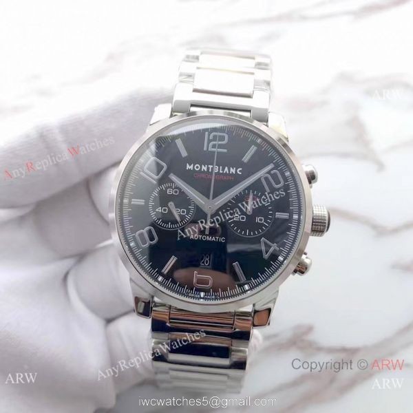 Swiss Grade 7750 Mont blanc Knock off Timewalker 316L Stainless Steel Black Face Watch Swiss Grade 7750 Mont blanc Knock off Timewalker 316L Stainless Steel Black Face Watch