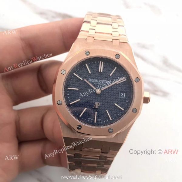 New Audemars Piguet Royal Oak Extra Thin Replica Watch 39mm Rose Gold Blue Dial New Audemars Piguet Royal Oak Extra Thin Replica Watch 39mm Rose Gold Blue Dial