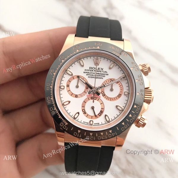AR Factory SWISS ROLEX DAYTONA 4130 Watch Rose Gold White Face AR Factory SWISS ROLEX DAYTONA 4130 Watch Rose Gold White Face