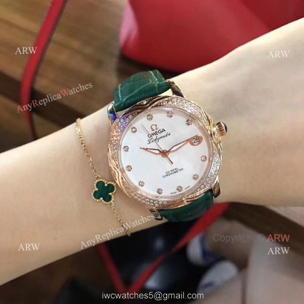 Replica Omega CO-AXIAL Lady Watch Rose Gold Diamond Bezel Replica Omega CO-AXIAL Lady Watch Rose Gold Diamond Bezel