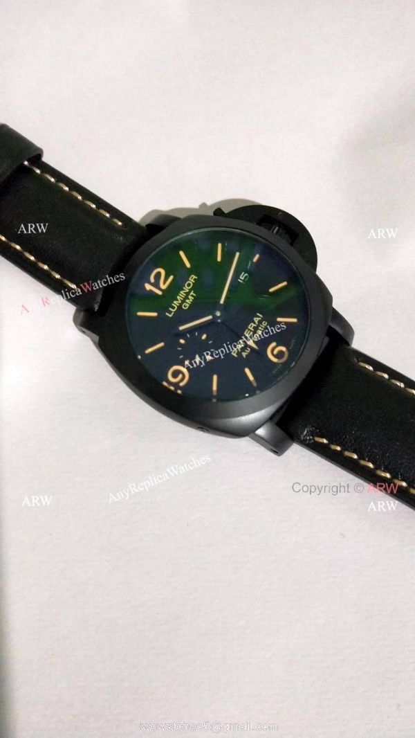 Clone Panerai Luminor GMT PAM00320 Black Steel Watch Orange Markers Clone Panerai Luminor GMT PAM00320 Black Steel Watch Orange Markers