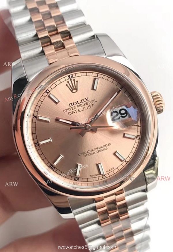 Swiss Grade 2 Tone Rose Gold Rolex Datejust 36mm Jubilee Watch AR Factory Swiss Grade 2 Tone Rose Gold Rolex Datejust 36mm Jubilee Watch AR Factory