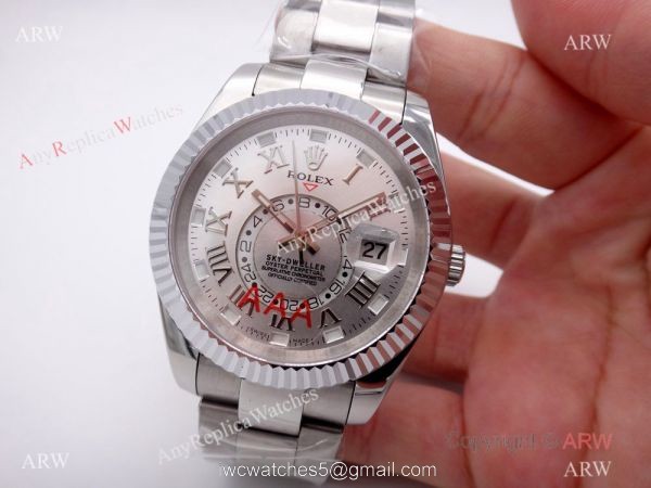 Stainless Steel Silver Dial Rolex Sky-Dweller 326939w Copy Watch w/ Working Time Zone Stainless Steel Silver Dial Rolex Sky-Dweller 326939w Copy Watch w/ Working Time Zone