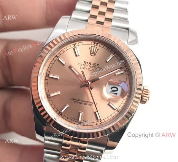 Super Clone 3135 Rolex Datejust Two Tone Rose Gold Jubilee Watch 36mm Super Clone 3135 Rolex Datejust Two Tone Rose Gold Jubilee Watch 36mm