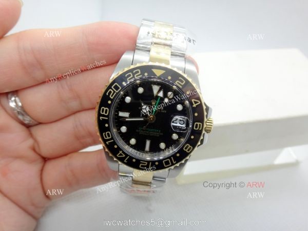 High Quality Rolex GMT Master Two Tone Case Black Dial Ladys Watch High Quality Rolex GMT Master Two Tone Case Black Dial Ladys Watch