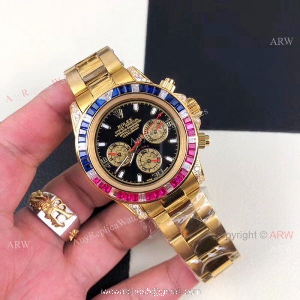Yellow Gold Daytona Rolex Rainbow Replica Watches Automatic Movement Yellow Gold Daytona Rolex Rainbow Replica Watches Automatic Movement