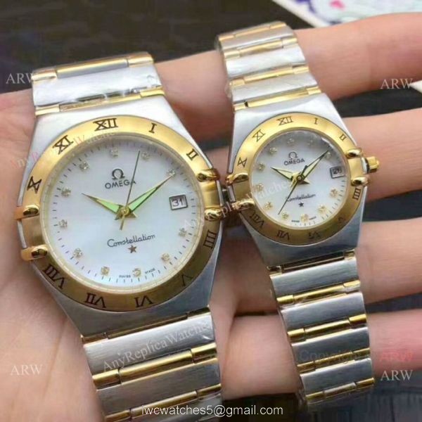 Replica Omega Constellation Quartz Watch Two Tone White MOP Face Omega Couple Watch Replica Omega Constellation Quartz Watch Two Tone White MOP Face Omega Couple Watch