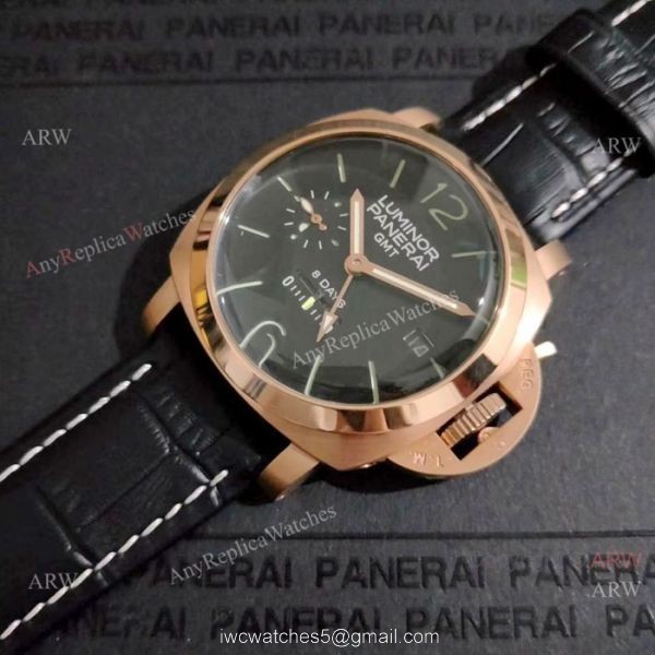 New Replica Panerai Luminor GMT power reserve Watch Rose Gold Green Markers New Replica Panerai Luminor GMT power reserve Watch Rose Gold Green Markers