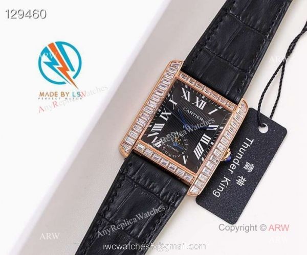 Swiss ETA2824 Cartier Tank Moon phase copy Watches Rose Gold Diamond Bezel Swiss ETA2824 Cartier Tank Moon phase copy Watches Rose Gold Diamond Bezel