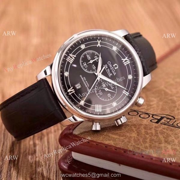 Fake Omega De Ville Chronograph Watches SS Brown Leather Strap Fake Omega De Ville Chronograph Watches SS Brown Leather Strap