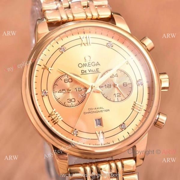 Best Quality Omega De Ville Fake Watches Yellow Gold Chronograph Best Quality Omega De Ville Fake Watches Yellow Gold Chronograph