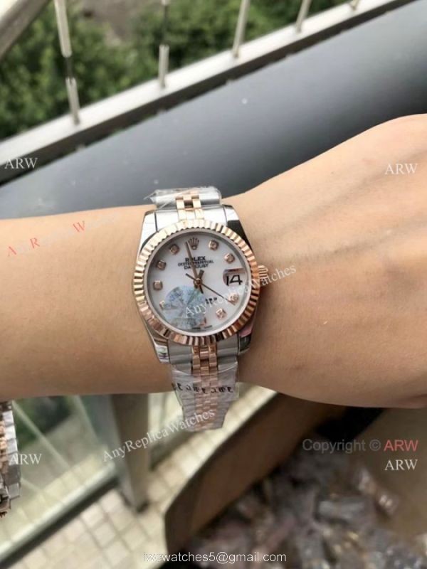Rolex Datejust 31mm Copy watches 2-Tone Rose Gold Green Micro Face Rolex Datejust 31mm Copy watches 2-Tone Rose Gold Green Micro Face